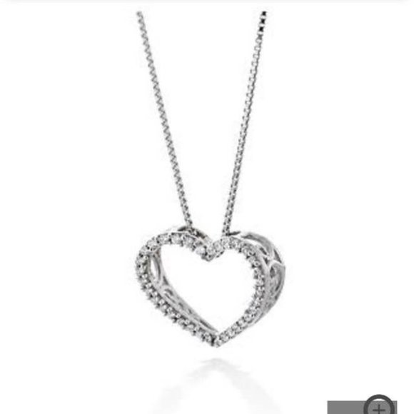 Dimond and silver heart pendant and necklace - Picture 1 of 5
